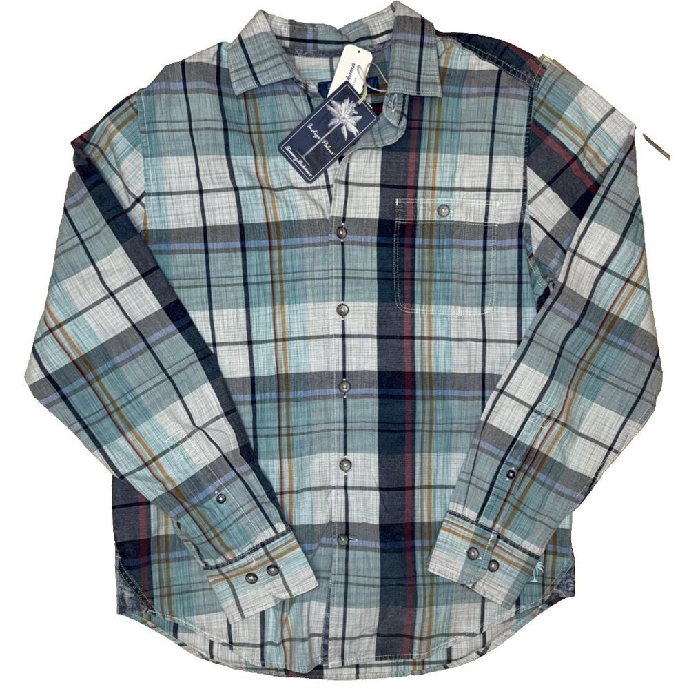 Tommy Bahama Tortola Sunwash Check Plaid Shirt 3XLB Big & Tall Azul Mar Cotton - Picture 2 of 12